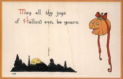 JOL, Rising Moon Halloween Postcard Postcard Postcard