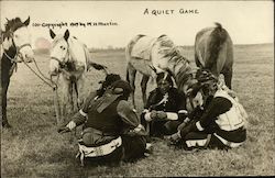 "A Quiet Game" Native American Indians, Horses Postcard
