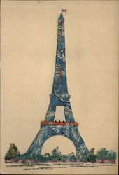 Eiffel Tower Made of Cut Up French Stamps Ephemera