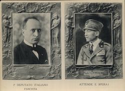 1921 Mussolini & Gabriele D'Annunzio Double Postcard Postcard