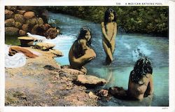 Girls, "A Mexican Bathing Pool" Postcard