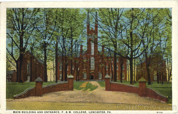 Main Building And Entrance F. & M. College Lancaster Pennsylvania
