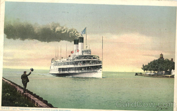 Steamer Tashmoo Entering Sainte Claire Ship Canal Steamers
