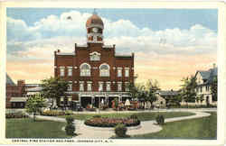 Central Fire Station And Park Johnson City, NY Postcard Postcard