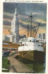 Terminal Tower From Harbor Postcard