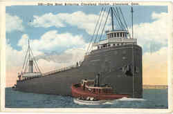 Ore Boat Entering Cleveland Harbor Postcard