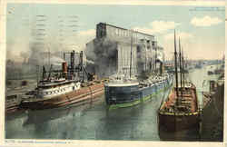 Elevators And Shipping Postcard