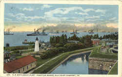 U. S. Battleship Fleet Hampton Roads Old Point Comfort, VA Battleships Postcard Postcard