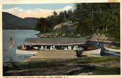 Party At Adrondack Camp Dock Postcard
