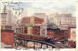 Curve on Elevated RR New York, NY Trains, Railroad Postcard Postcard