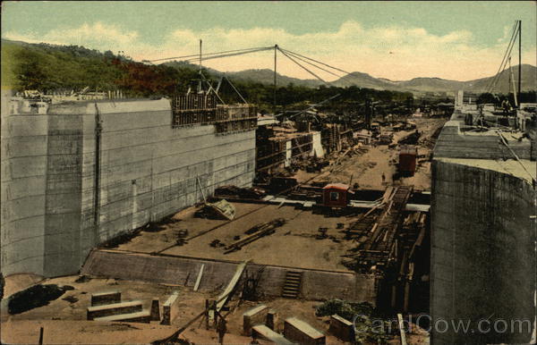 Miraflores Upper Locks Under Construction Panama