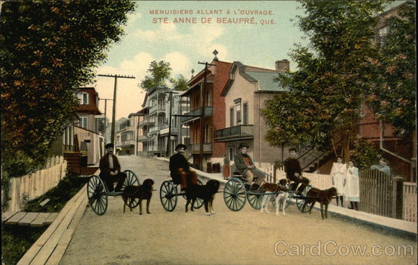 Men with Dog Pulled Carts Ste. Anne de Beaupre QC Canada