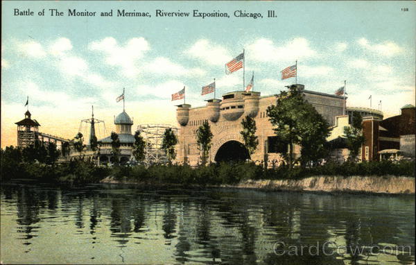 Battle of the Monitor and Merrimac, Riverview Exposition Chicago Illinois