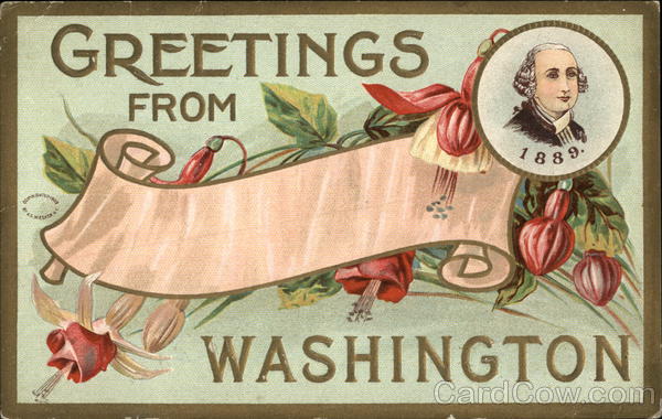 General Greetings Card with flowers and Washington Portrait