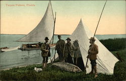 Tarpon fishers with their catch Postcard