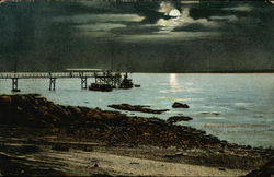 Moonlight Scene at Lighthouse Point New Haven, CT Postcard Postcard Postcard