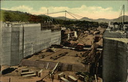 Miraflores Upper Locks Under Construction Postcard