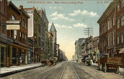 Main Street, Looking West Springfield, OH Postcard Postcard Postcard