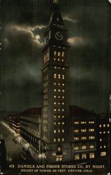 Daniels and Fisher Stores Co. by Night Postcard