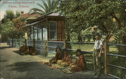 Indians selling bead work Postcard