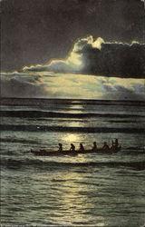 Canoeing in the Ocean Honolulu, HI Postcard Postcard Postcard