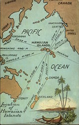 Location of the Hawaiian Islands - Map and Distances Postcard