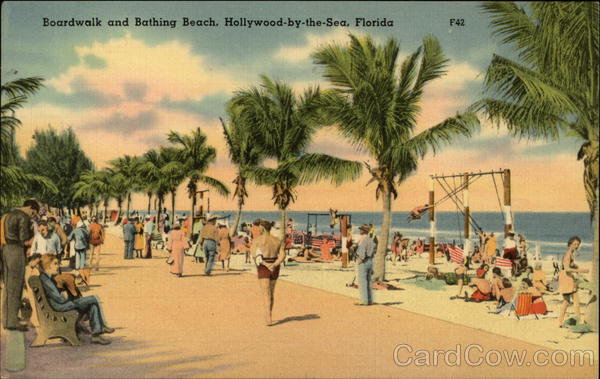 Boardwalk and Bathing Beach Hollywood Florida