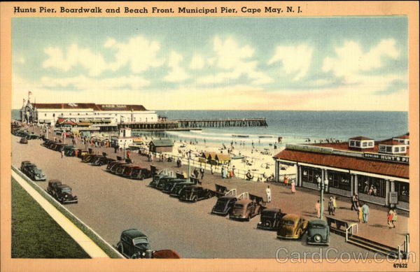 Hunts Pier, Boardwalk and Beach Front, Municipal Pier Cape May New Jersey