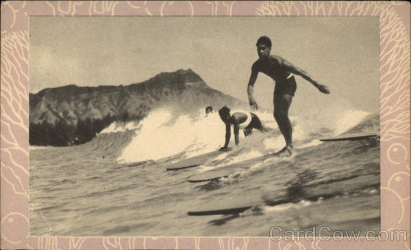 Surf Board Riding at Waikiki Beach Hawaii