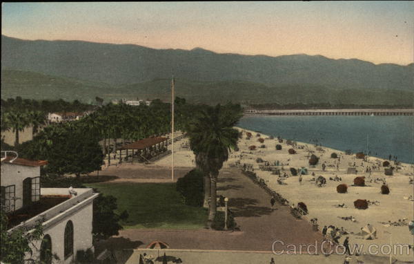 View of Beach Santa Barbara, CA Postcard