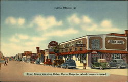 Street Scene Showing Cafes, Curio Shops Postcard