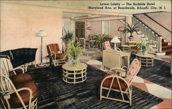 Lower Lobby - The Surfside Hotel Postcard
