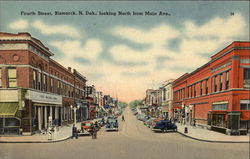 Fourth Street, Looking North from Main Avenue BIsmarck, ND Postcard Postcard Postcard