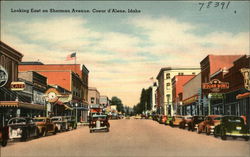Looking East on Sherman Avenue Coeur D'Alene, ID Postcard Postcard Postcard