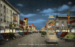 Main Street, Looking South Salinas, CA Postcard Postcard Postcard