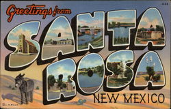 Scenes from Town in Letters Santa Rosa, NM Postcard Postcard Postcard