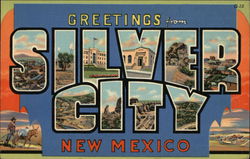 Greetings From, Images of Town in Letters and Background Postcard