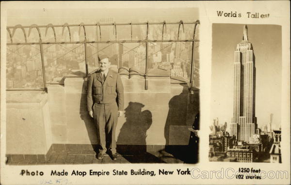 Soldier Posing Atop Empire State Building New York