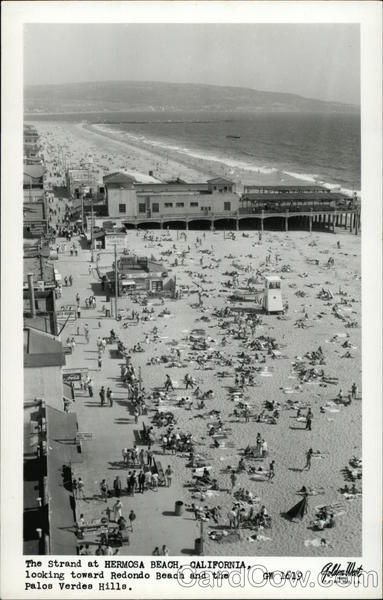 The Strand Looking Toward Redondo Beach and Palos Verdes Hills Hermosa Beach California