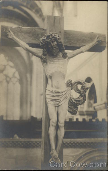 Interior Church, Sculpture of Christ on Cross Religious