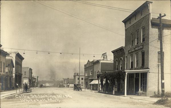 Colby St, Looking West - Hotel Mears Whitehall Michigan