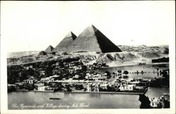 The Pyramids and Village during Nile Flood Postcard