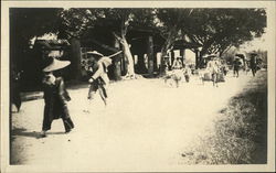 Chinese People Walking Postcard