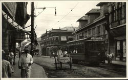 Trolley on a Street in the Philippines Postcard