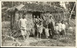 Family with Eight Children and their House Philippines Southeast Asia Postcard Postcard Postcard