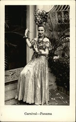 Woman in Carnival Dress Panama Postcard Postcard Postcard