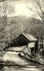 Covered Bridge and Mt. Liberty on Bus Road to Flume Gorge Postcard