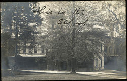 School Building with Trees Postcard