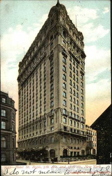 Hotel St. Regis New York, NY Postcard