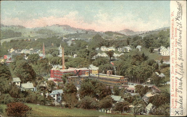 Jones and Lamson's Shop and Village Springfield Vermont